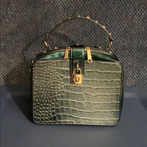 Desir Roma Green Croc Skin Handbag